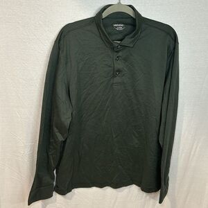 Untuckit Shirt Mens XL Polo Damaschino Diamond Birdseye Long Sleeves Green